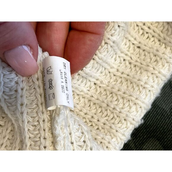 BECOOL Mock Neck Womens Cream Rainbow Stripe Oversized Knit Sweater M Zip up - Picture 4 of 7